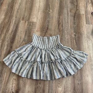 Striped Ruffle Skort Smocked Waist Boho Mini Skirt Size Small